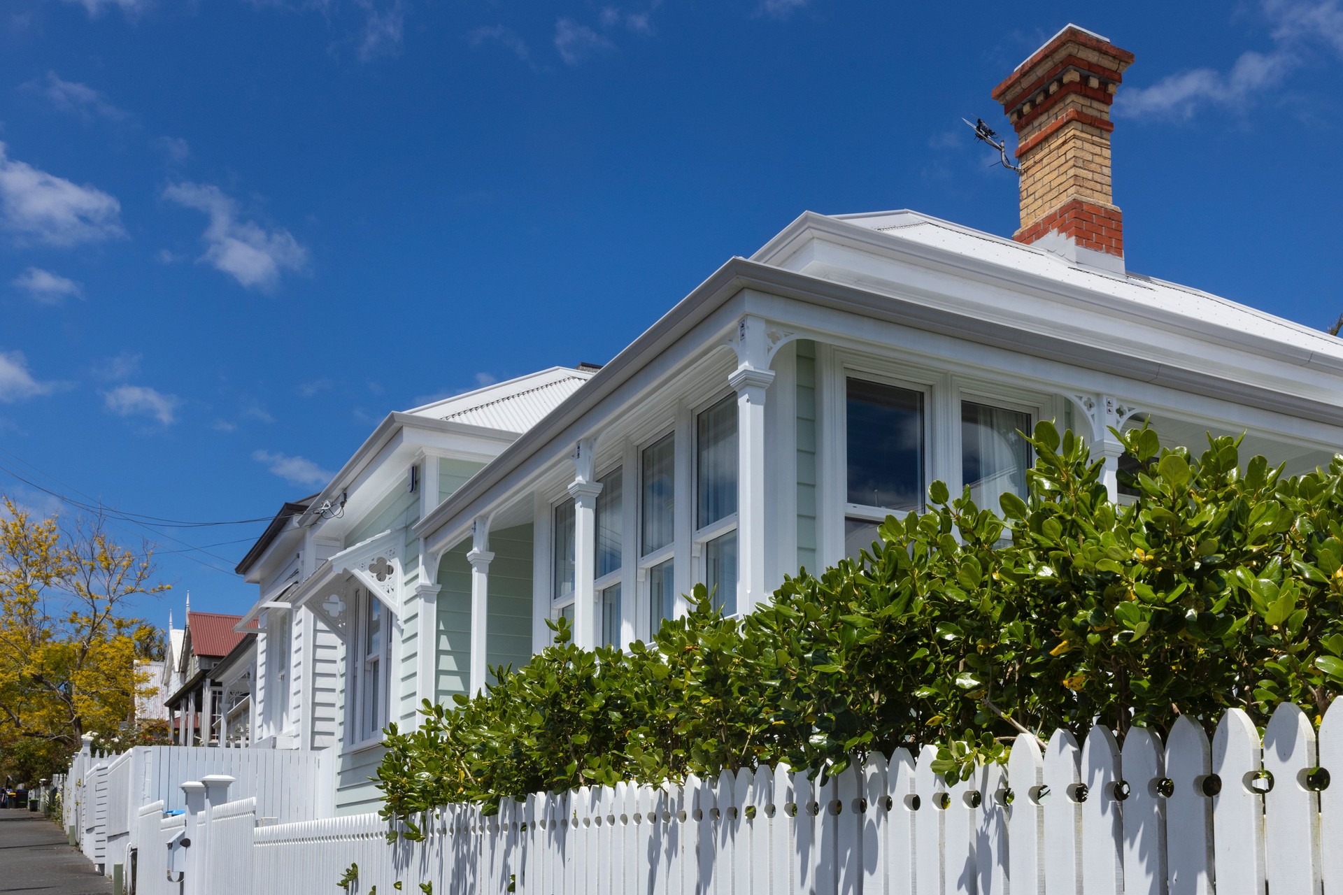 Victorian wooden houses at Auckland. Victorian architecture.